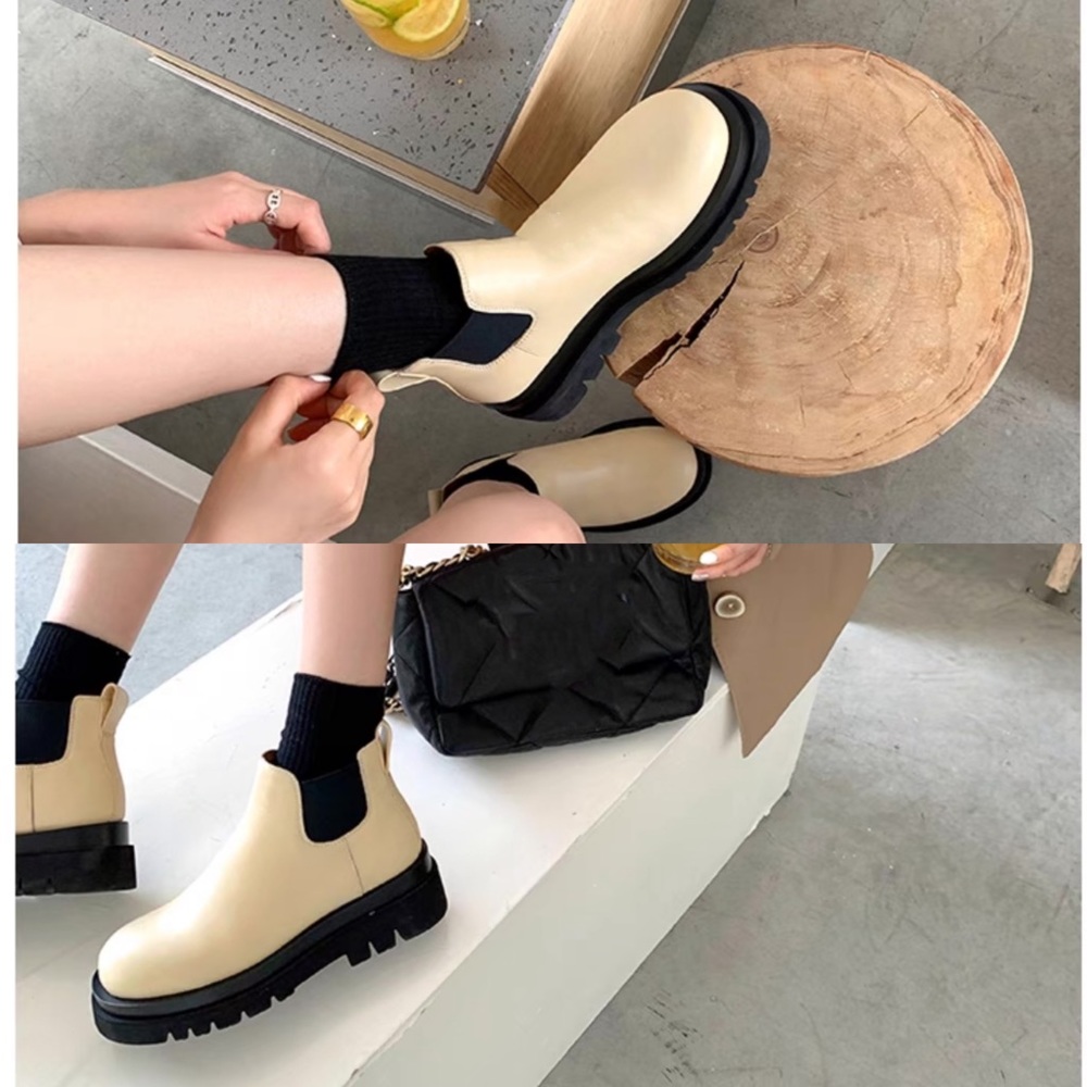 Track Outsole Leather Ankle Boots Size 8